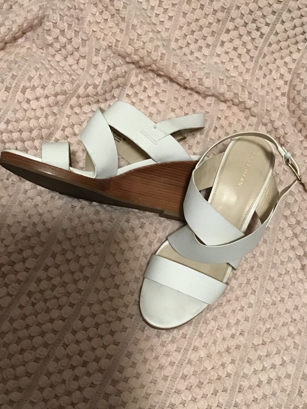 Cole Haan White Penelope Wedge Sandals
